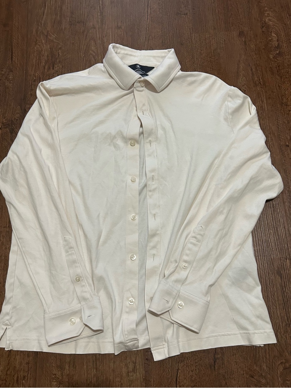 Hart Schaffner Marx Cream Long-Sleeve Button-Down Shirt